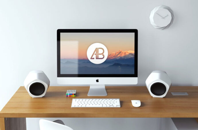 5k iMac Workspace Mockup for Creative Professionals