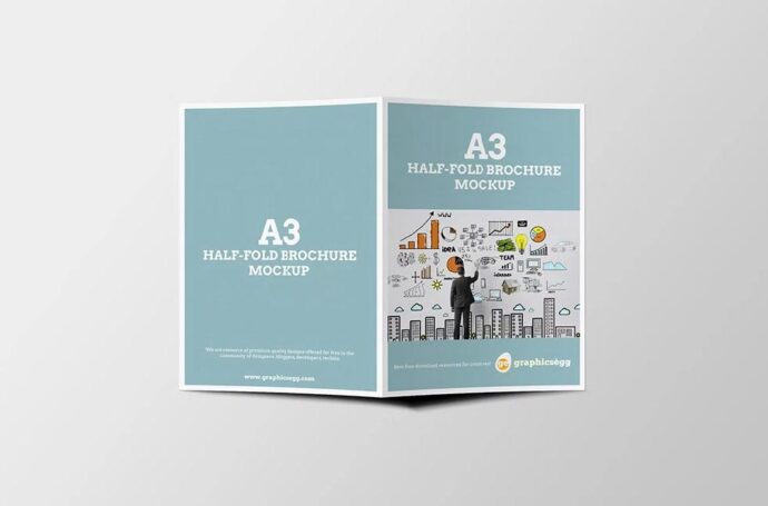 A3 Half-Fold Brochure Mockup Design Template