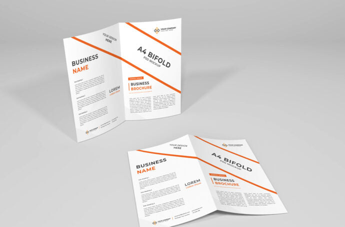 A4 Bi-Fold Brochure Mockup Design Template