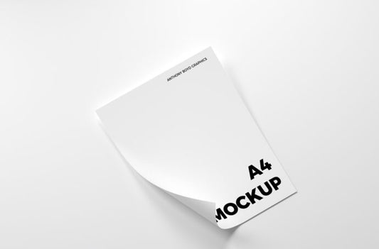 A4 Paper Mockup with Curled Design