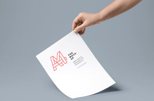 A4 Paper Mockup with Hand Holding - Mockup for Presentation