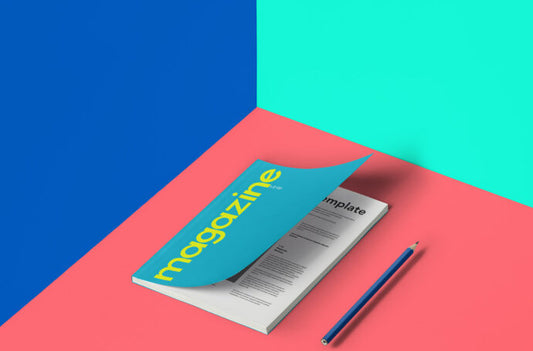 A5 Magazine Mockup in Isometric Style