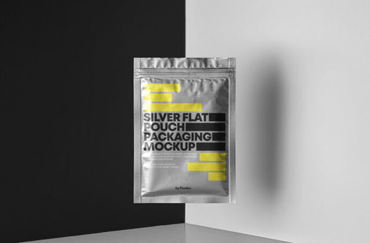 Aluminum Pouch Mockup with Floating Design