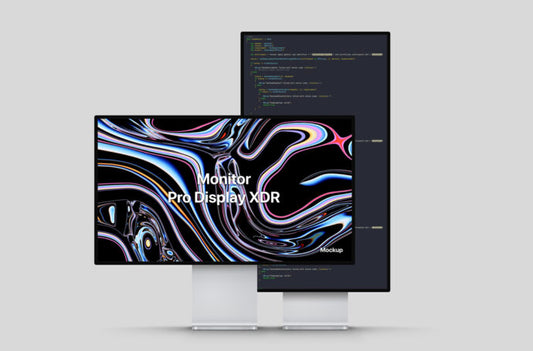 Apple Pro Display XDR Mockup in Landscape and Portrait Orientation