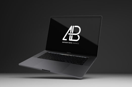 Black MacBook Pro Mockup with Floating Effect