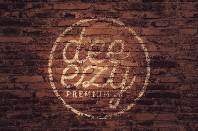 Brick Wall Logo Mockup Design Template