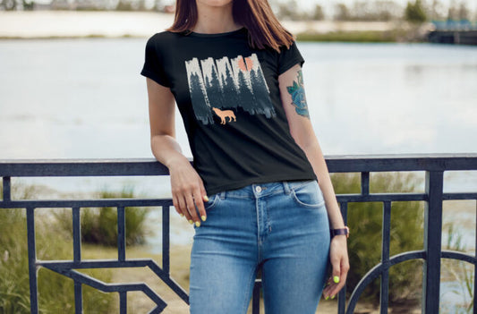 Brunette Woman in T-Shirt Mockup for Fashion Brand