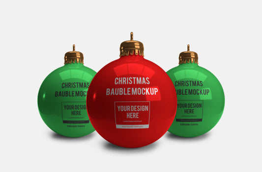 Bundle of Christmas Tree Ornaments Mockups