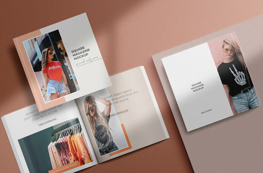 Bundle of Square Magazine Mockup Templates