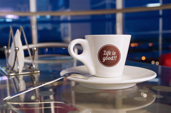 Coffee Cup Table Mockup for Product Display