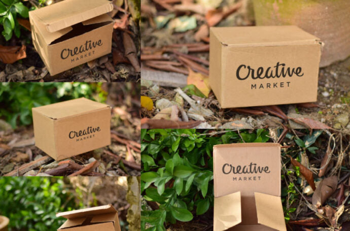 Collection of Cardboard Box Mockup Templates