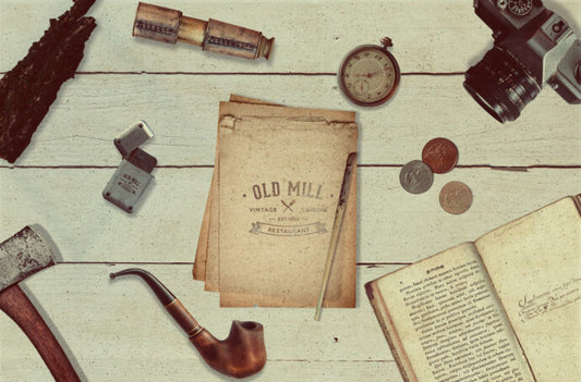 Create Vintage Desk Scene Mockups with this Generator