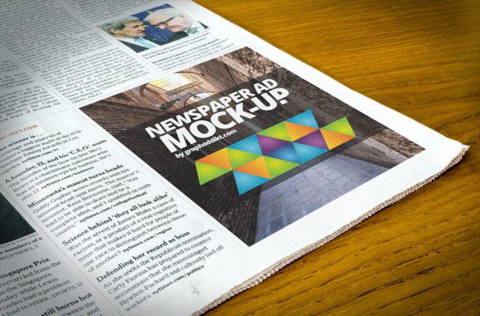 Create a Mockup for a Newspaper Advertisement