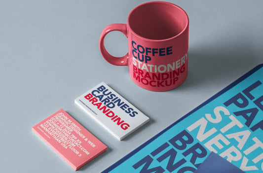 Custom Stationery Branding Set with Cup Mockup