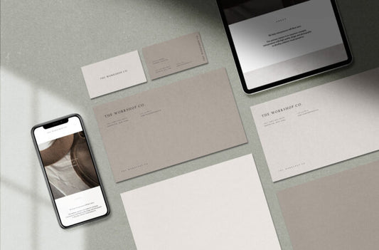 Custom Stationery with Smartphone and Tablet Mockup