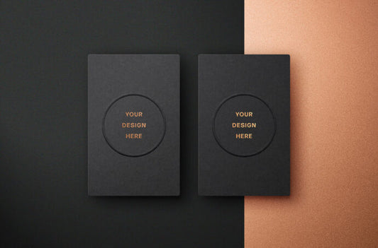 Embossed Business Cards Mockup with Dark Background