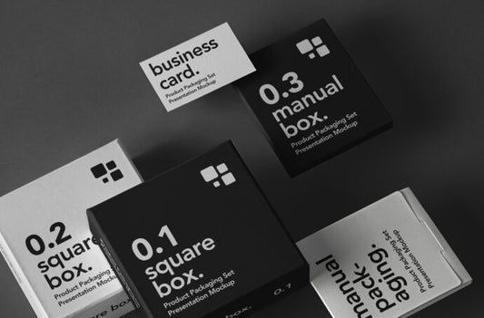 Floating Boxes Design Mockup