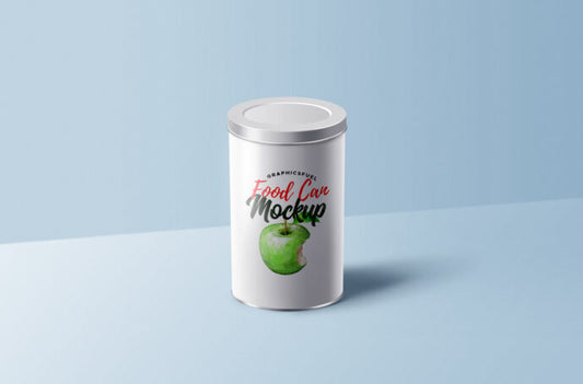 Food Can with Cover Mockup Template