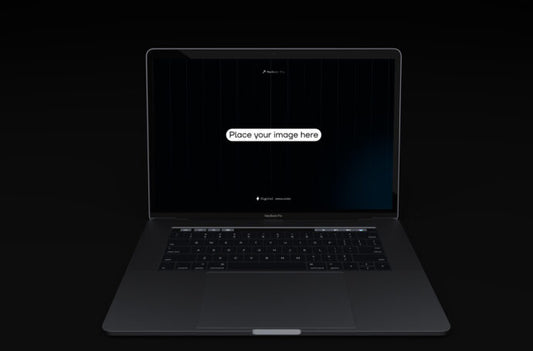 Front View Mockup of a Dark MacBook Pro