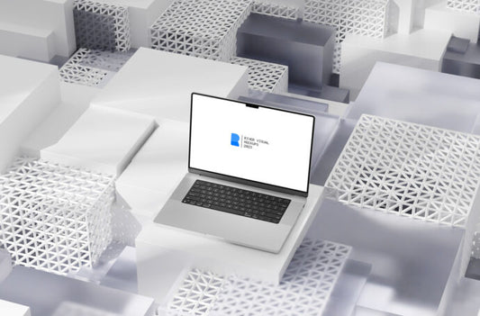 Futuristic Setting Mockup featuring MacBook