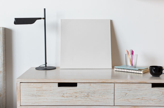 Generate Mockups of Art Square Canvases on Sideboards