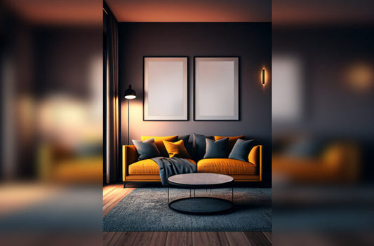 Generate Mockups of Poster Frames Placed Above a Sofa