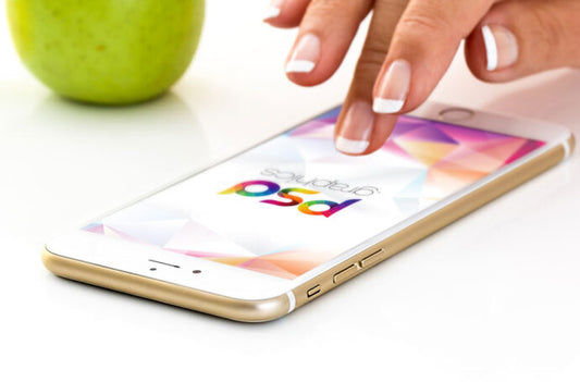 Golden iPhone Mockup with Female Hand