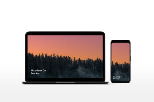 Google PixelBook Go and Pixel 4 Mockup Images