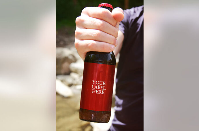 Hand Holding Beer Bottle Mockup