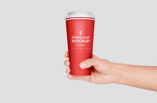 Hand Holding Paper Cup Mockup