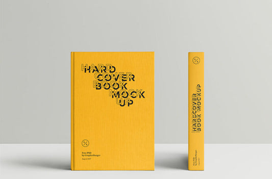 Hardcover Book Mockup for Front and Spine Display