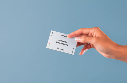 Horizontal Business Card Mockup with Hand Holding