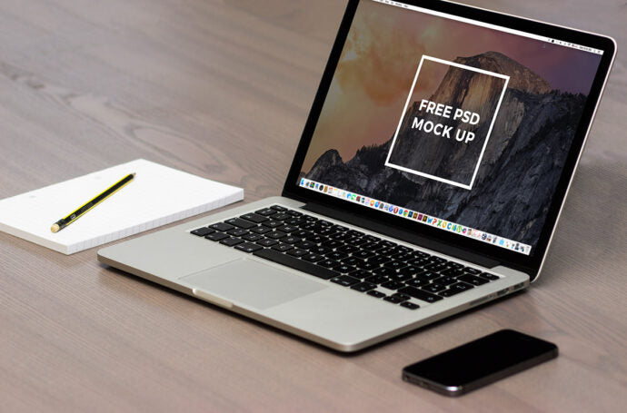 MacBook Pro Home Office Scene Mockup for Indoor Use