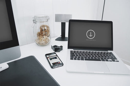 Mockup of Apple Devices in an Office Setting