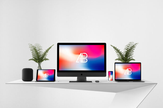 Mockup of Apple Devices on a Desk