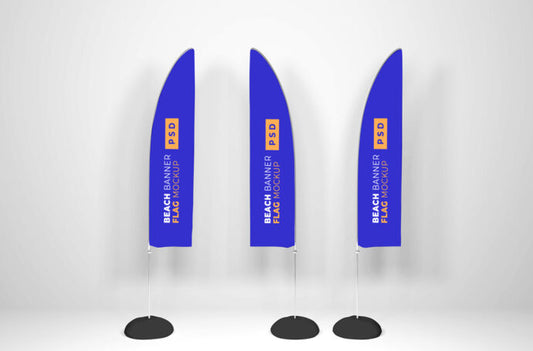 Mockup of Beach Flags for Marketing and Advertising