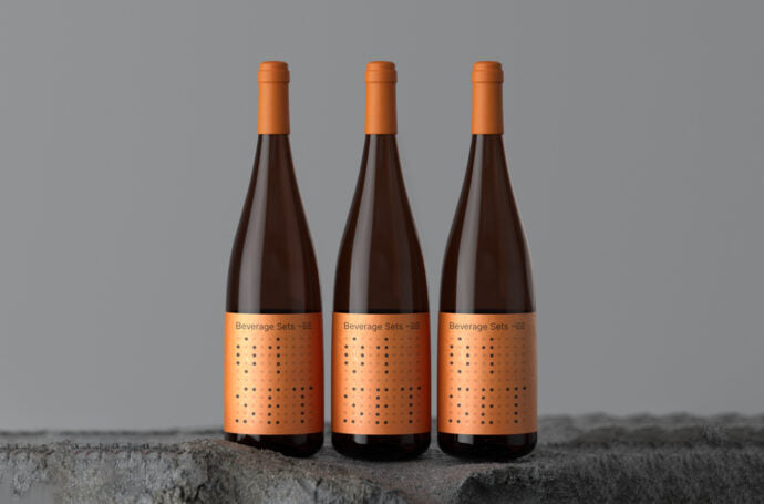 Mockup of Bottles for White Wine