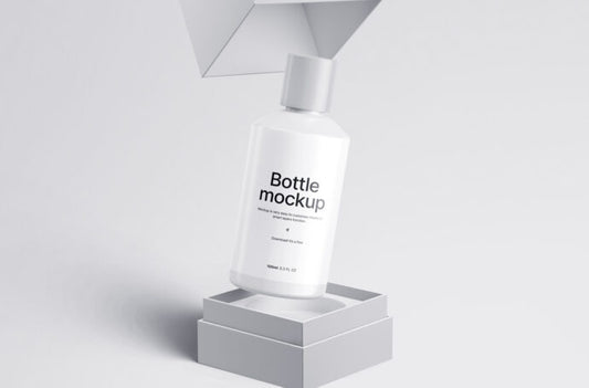 Mockup of Cosmetic Bottle and Box for Packaging Design