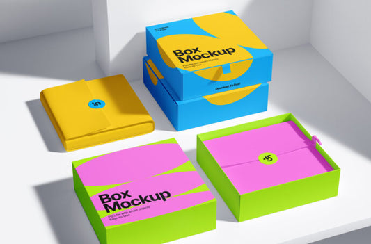 Mockup of Flat Square Boxes