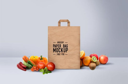 Mockup of Grocery Paper Bag