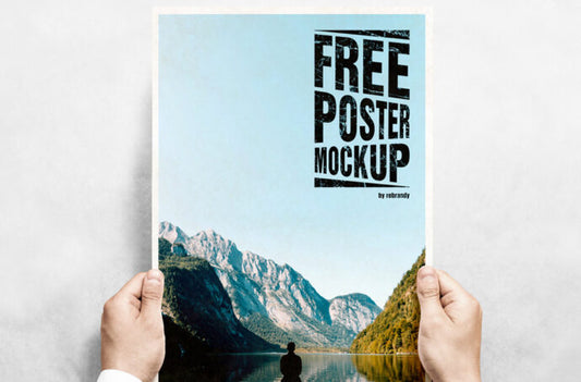 Mockup of Hands Holding a Poster