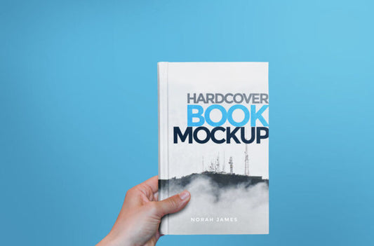 Mockup of Hardcover Book Being Held