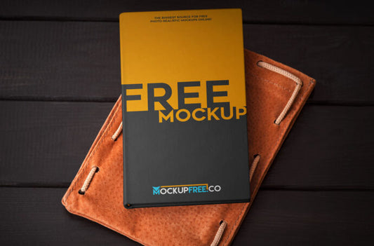 Mockup of Hardcover Book with Leather Case