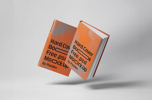 Mockup of Hardcover Books Floating