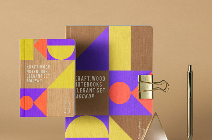 Mockup of Kraft Paper Notebooks