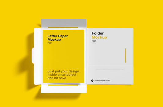 Mockup of Letter and Paper Folder