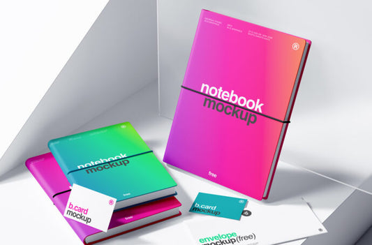 Mockup of Notebooks and Business Cards for Business Branding