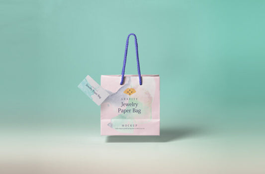 Mockup of Paper Shopping Bag with Business Card