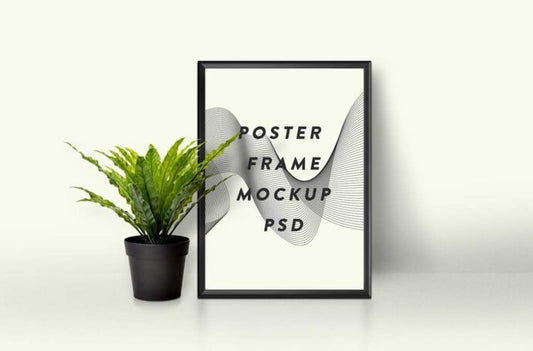 Mockup of Picture Frame and Plant