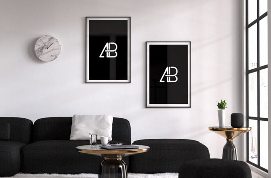 Mockup of Poster Frames in a Living Room